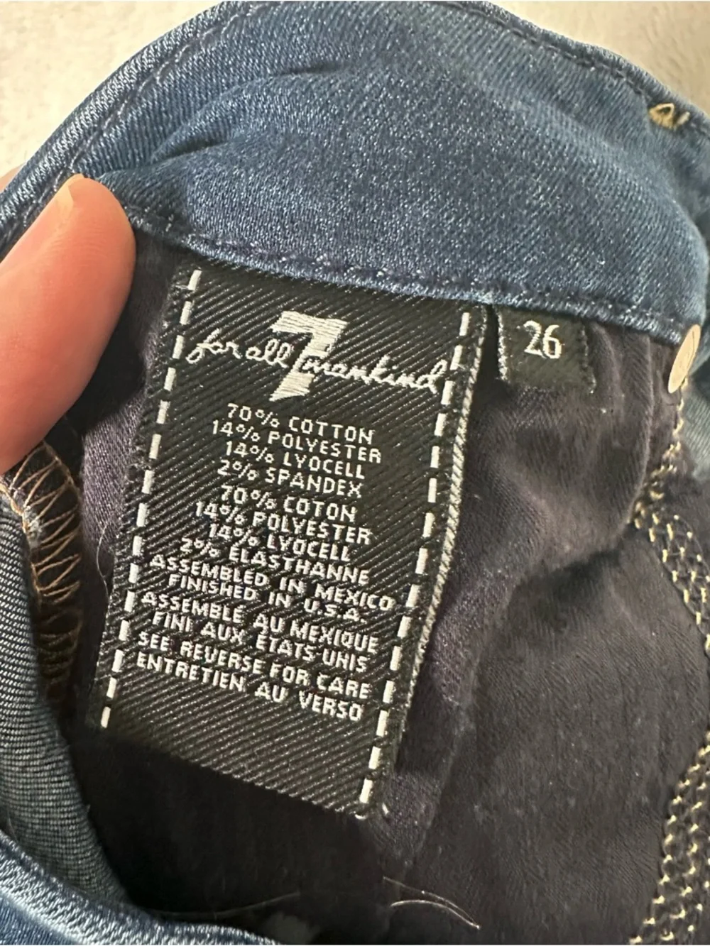7 For All‎ Mankind The Skinny b(air) Blue Jeans Size 26 Lightweight Stretch Luxe